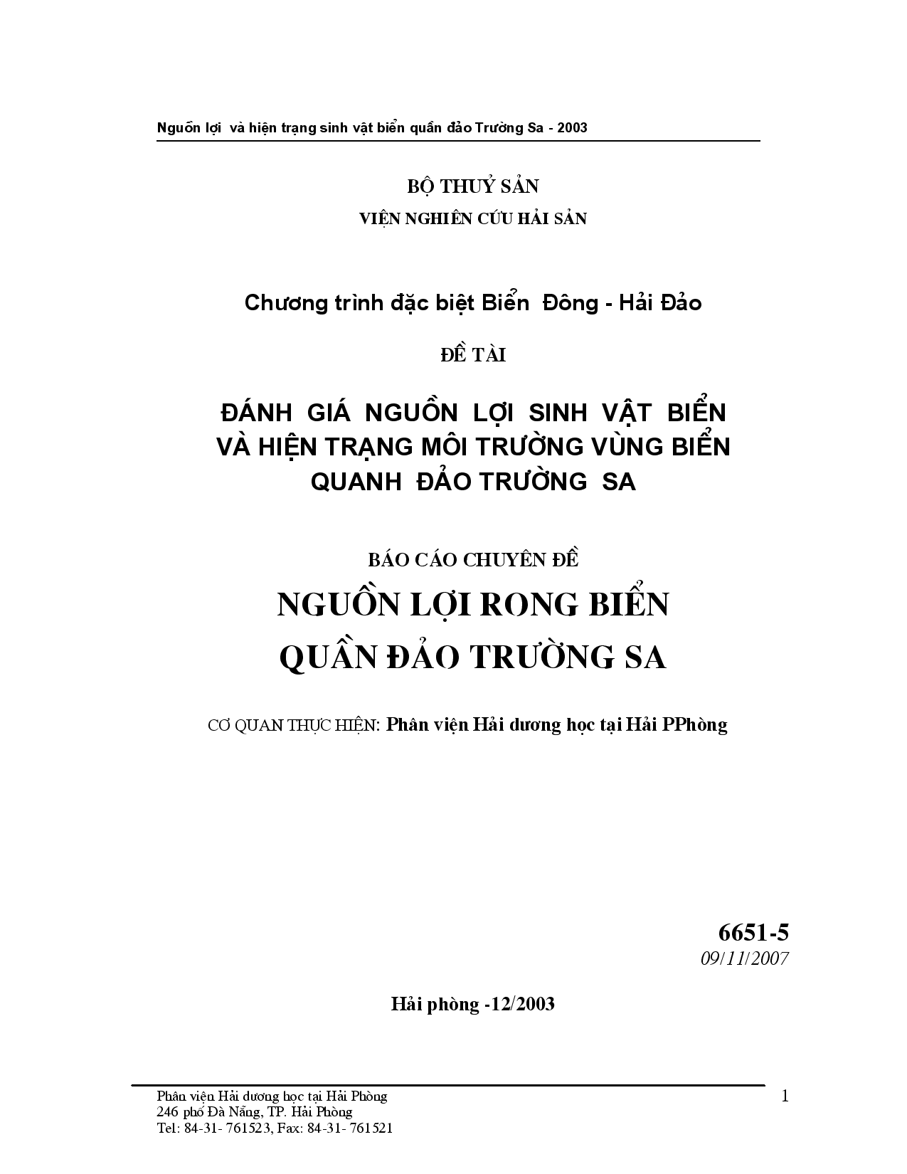 Nguồn lợi rong biển quần đảo Trường Sa  