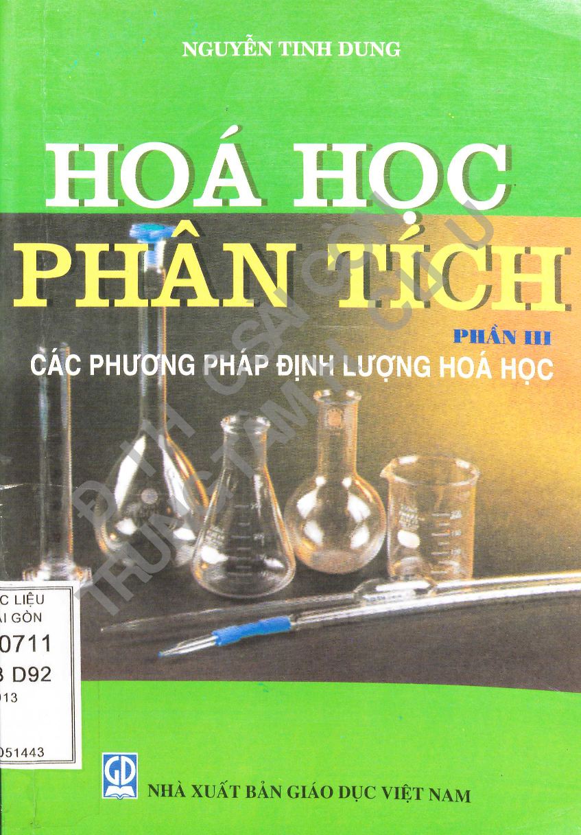 Hóa học phân tích  Ph.III :các phương pháp định lượng Hoá học