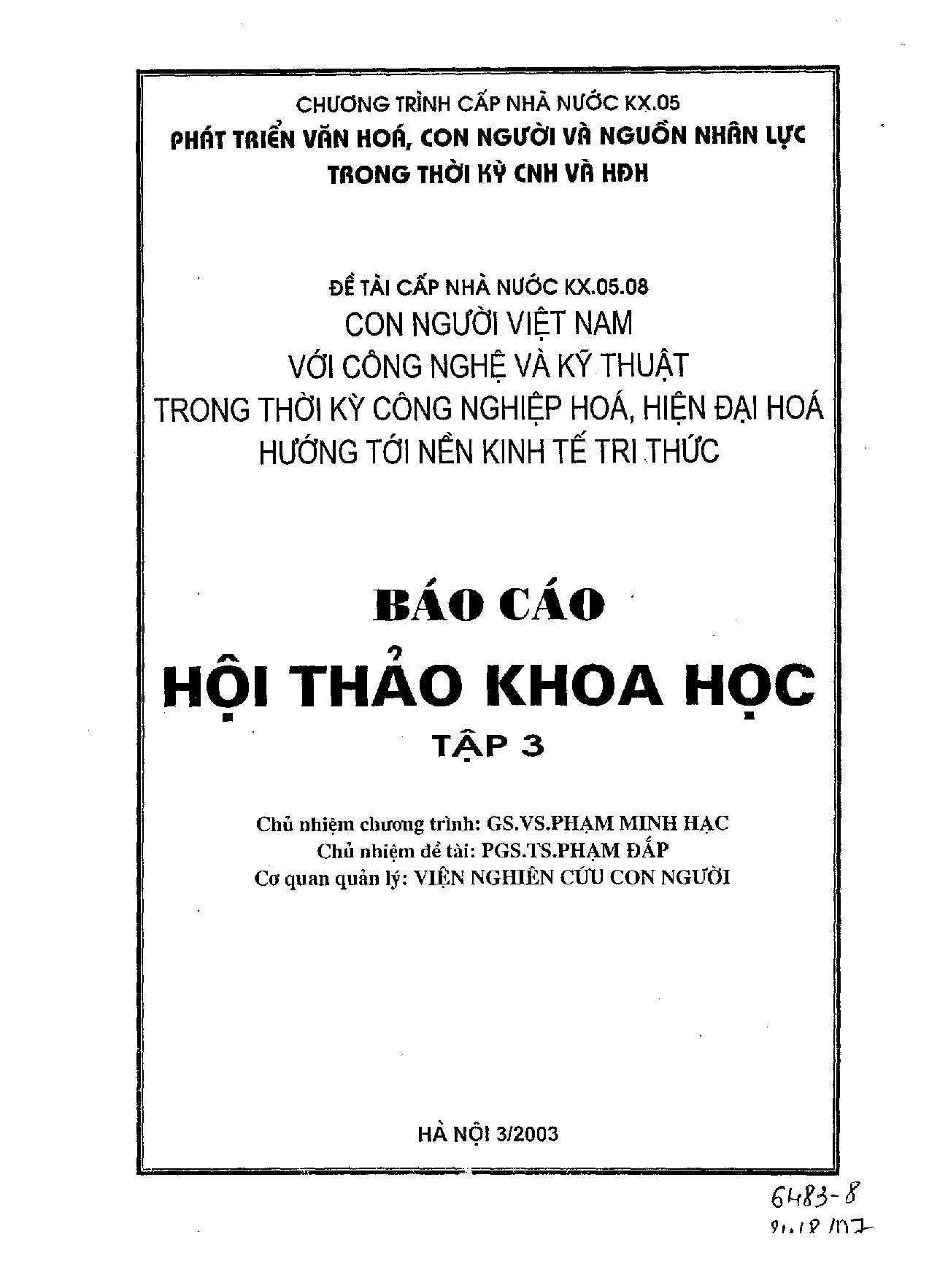 Báo cáo hội thảo khoa học Tập 3 