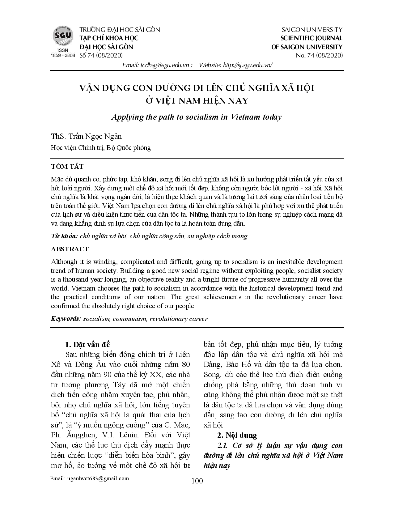 Vận dụng con đường đi lên chủ nghĩa xã hội ở Việt Nam hiện nay  