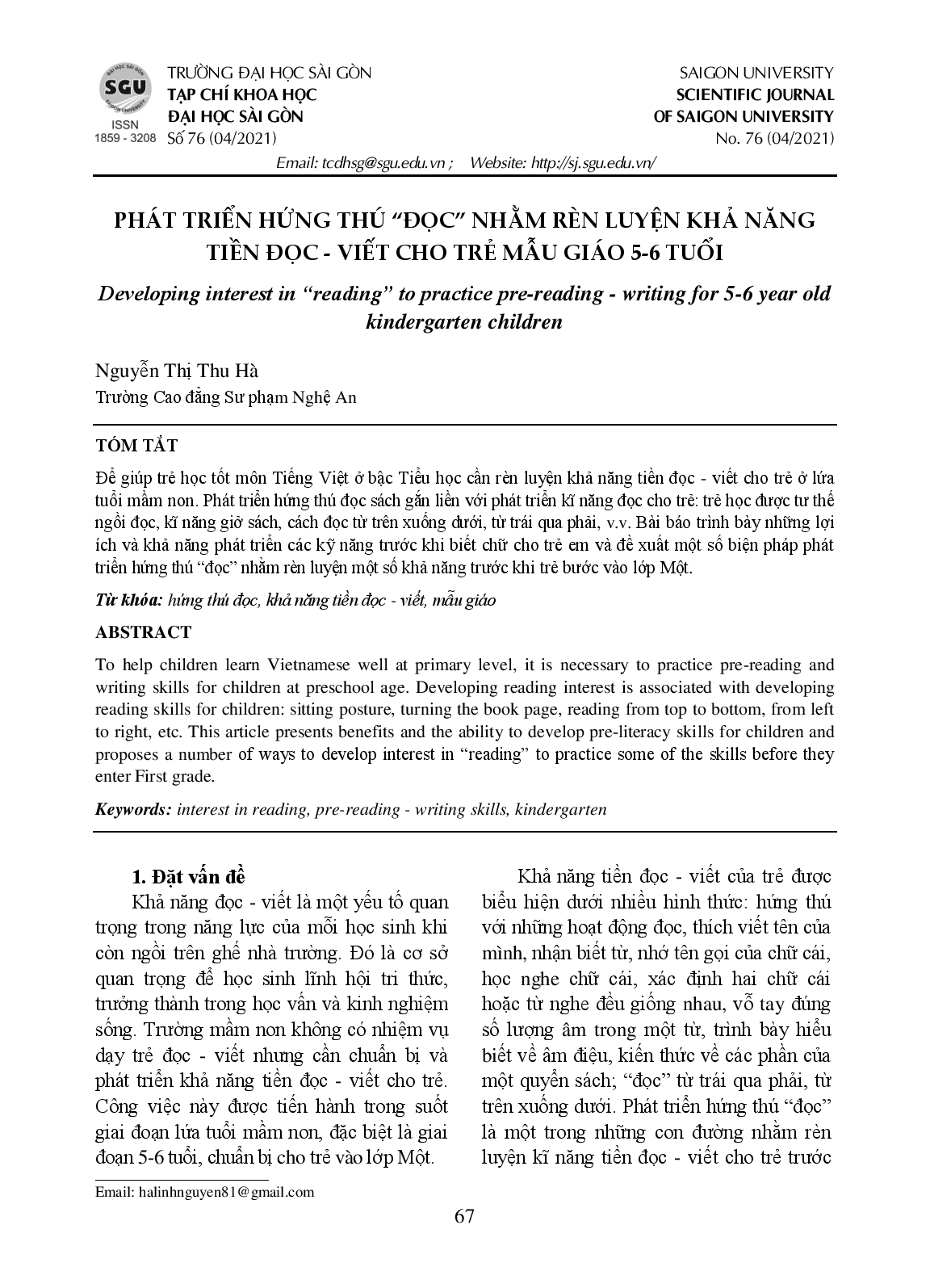 Phát triển hứng thú "đọc" nhằm rèn luyện khả năng tiền đọc - viết cho trẻ mẫu giáo 5-6 tuổi  