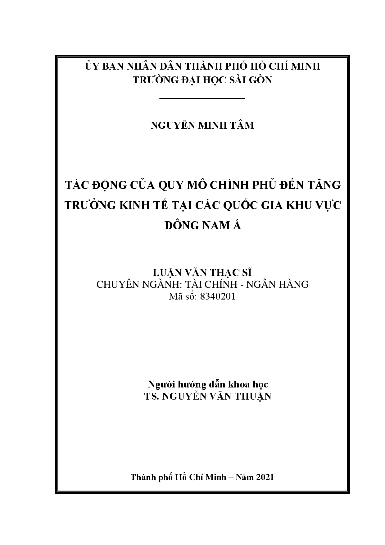 Tác động của quy mô chính phủ đến tăng trưởng kinh tế tại các quốc gia khu vực Đông Nam Á  