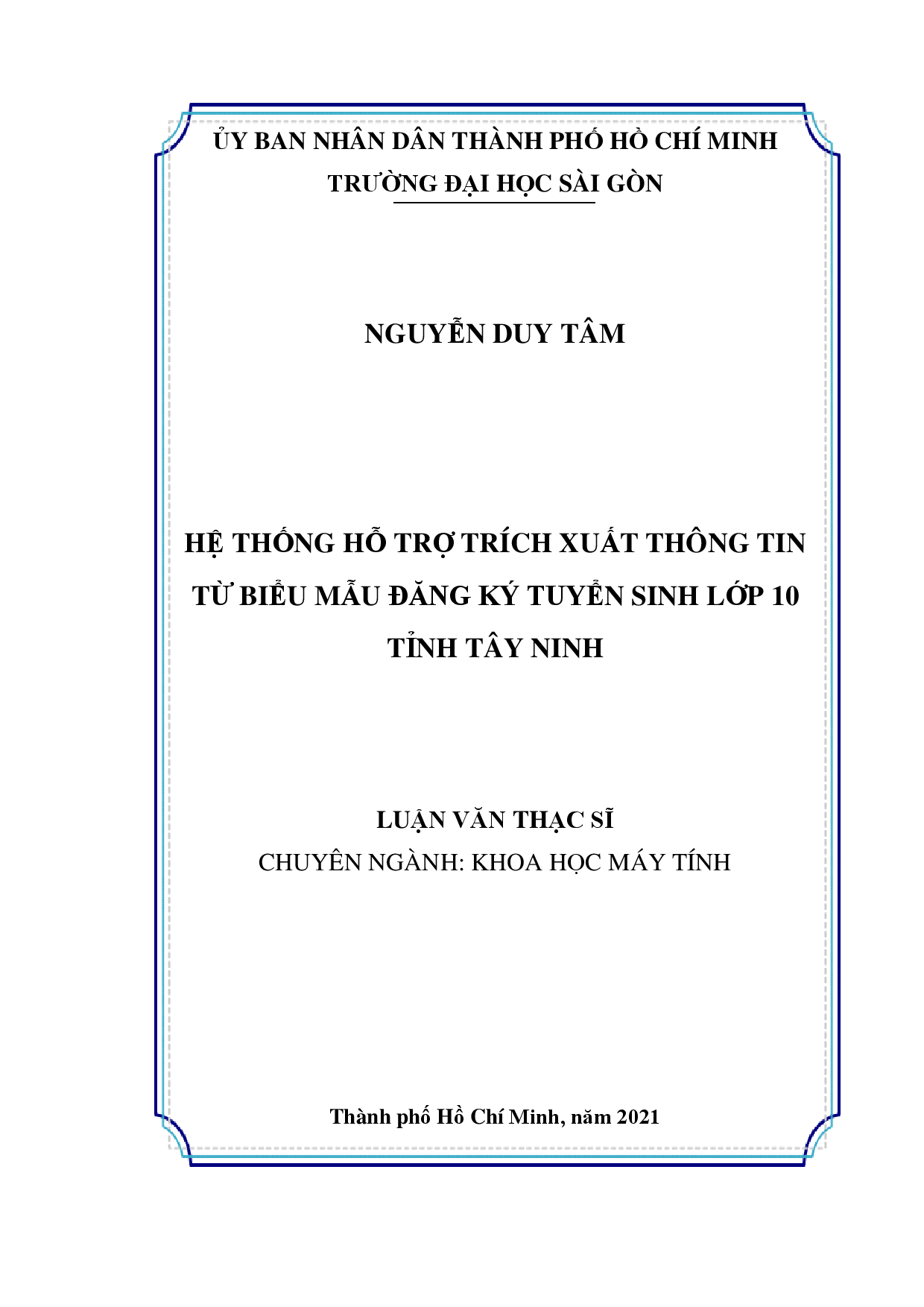 Hệ thống hỗ trợ trích xuất thông tin từ biểu mẫu đăng ký tuyển sinh lớp 10 tỉnh Tây Ninh  