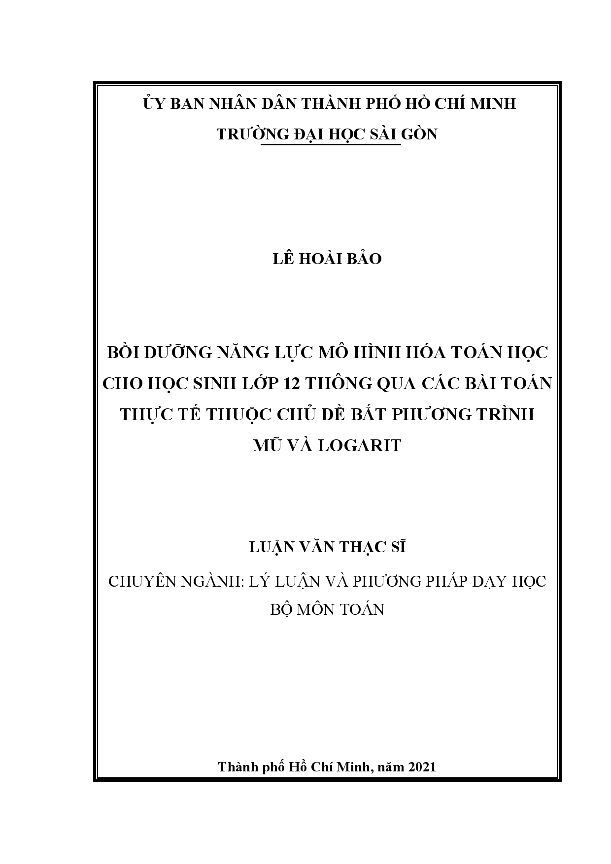 Bồi dưỡng năng lực mô hình hóa toán học cho học sinh lớp 12 thông qua các bài toán thực tế thuộc chủ đề bất phương trình mũ và logarit  