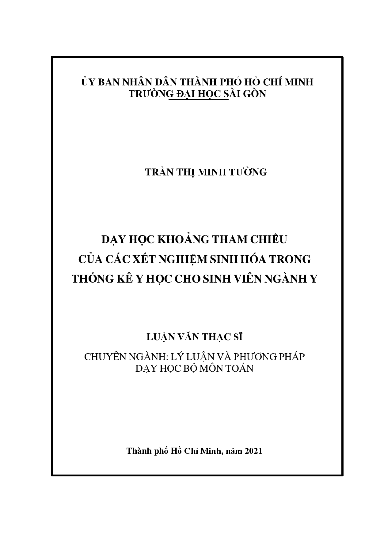 Dạy học khoảng tham chiếu của các xét nghiệm sinh hóa trong thống kê y học cho sinh viên ngành y  