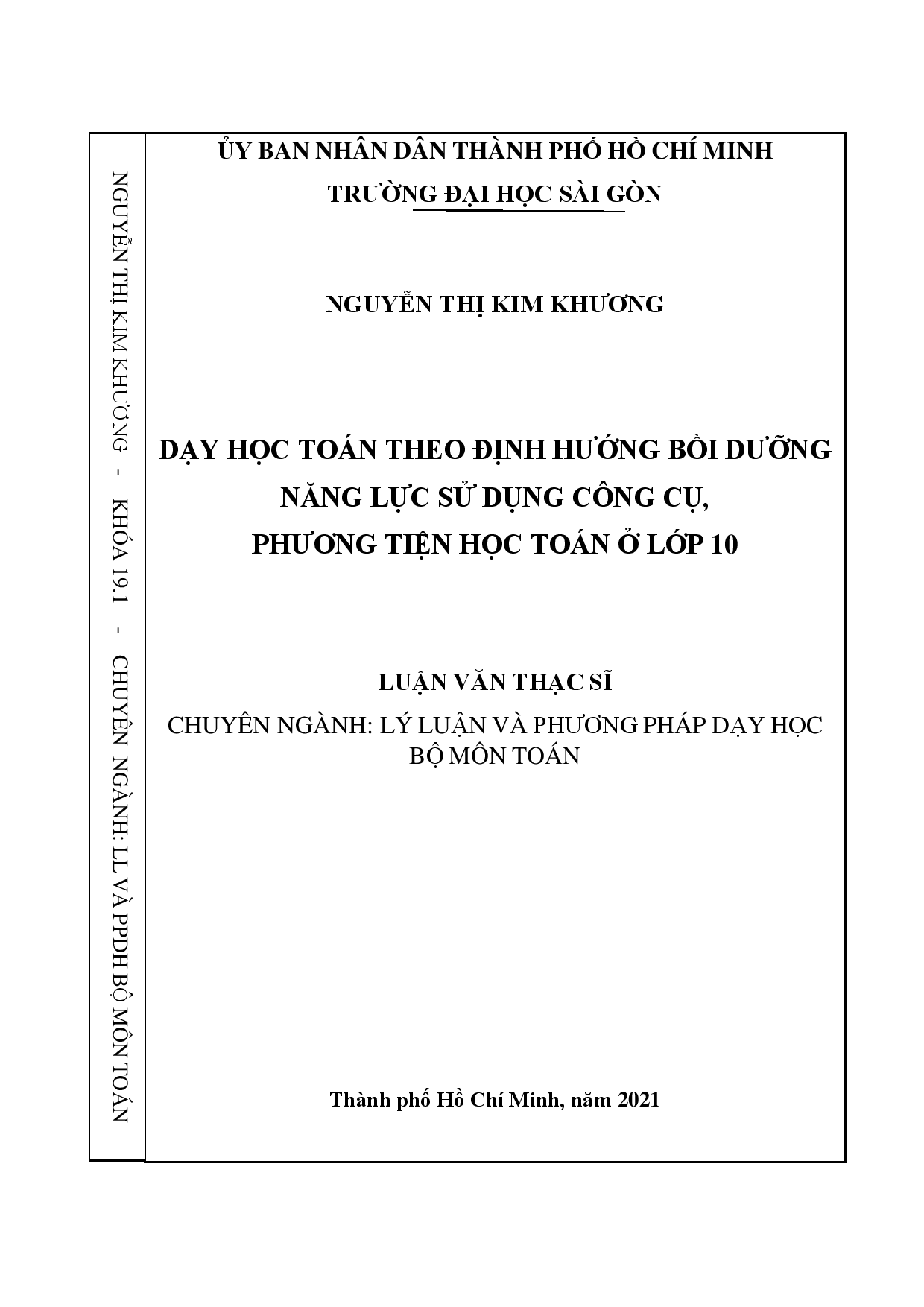 Dạy học toán theo định hướng bồi dưỡng năng lực sử dụng công cụ, phương tiện học toán ở lớp 10  