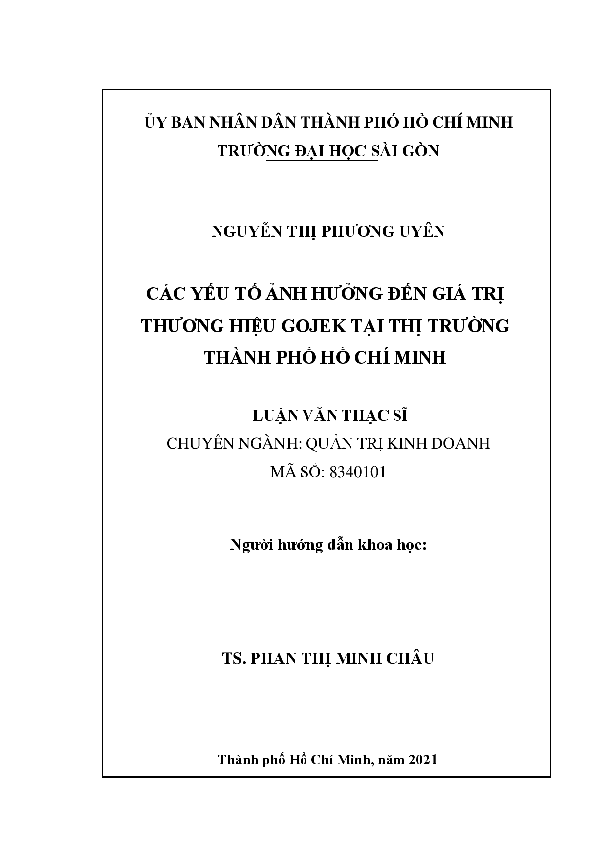 Các yếu tố ảnh hưởng đến giá trị thương hiệu GoJek tại thị trường Thành phố Hồ Chí Minh  