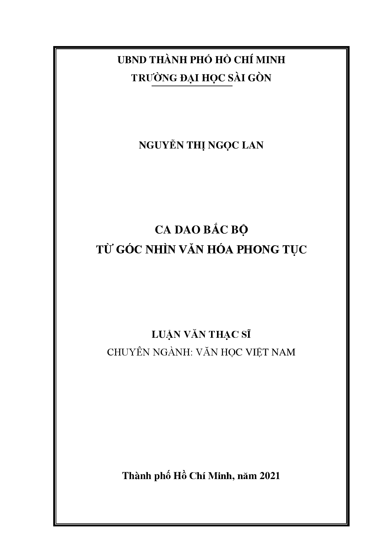 Ca dao Bắc Bộ từ góc nhìn văn hóa phong tục  