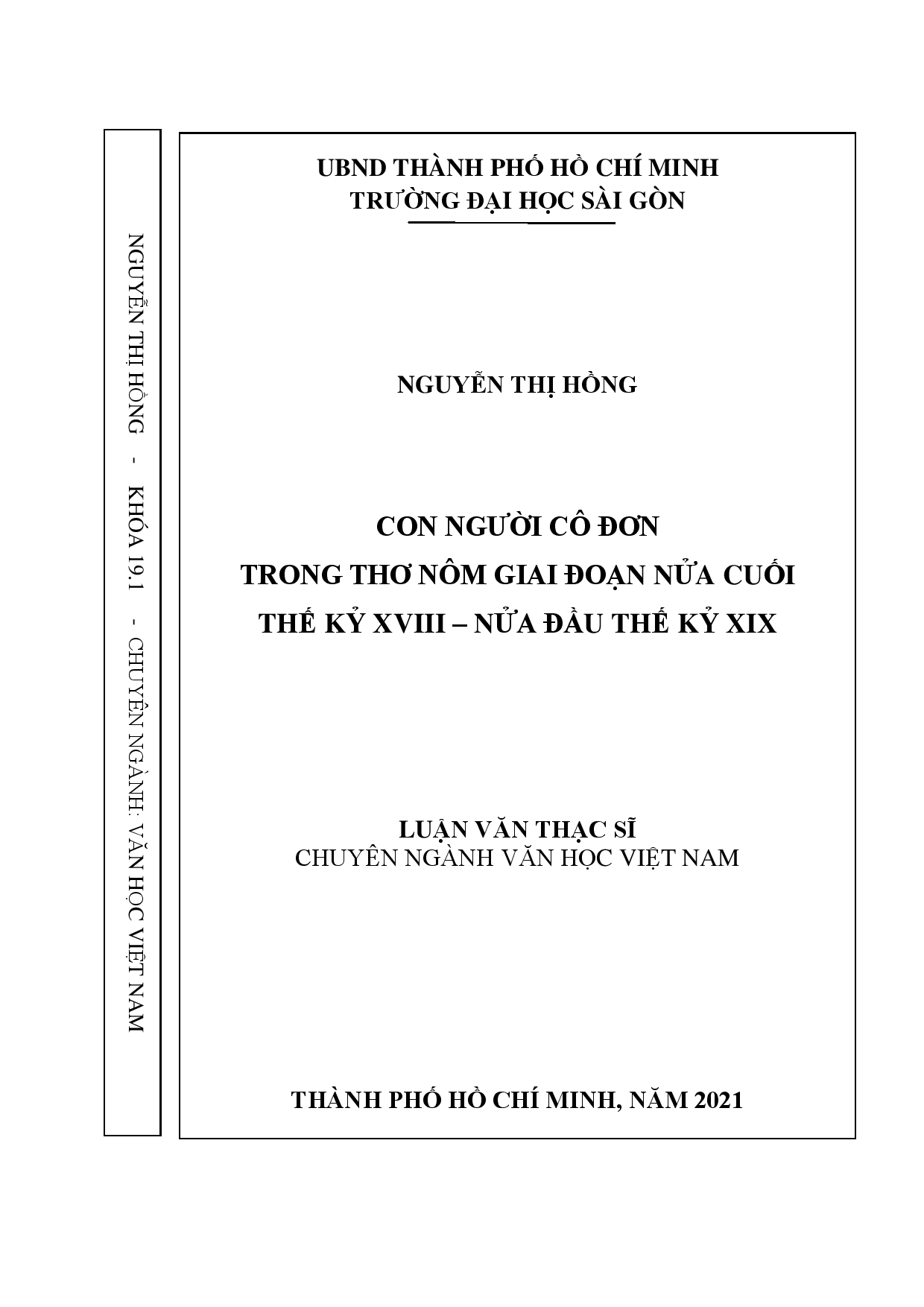 Con người cô đơn trong thơ nôm giai đoạn nửa cuối thế kỷ XVIII - Nửa đầu thế kỷ XIX  