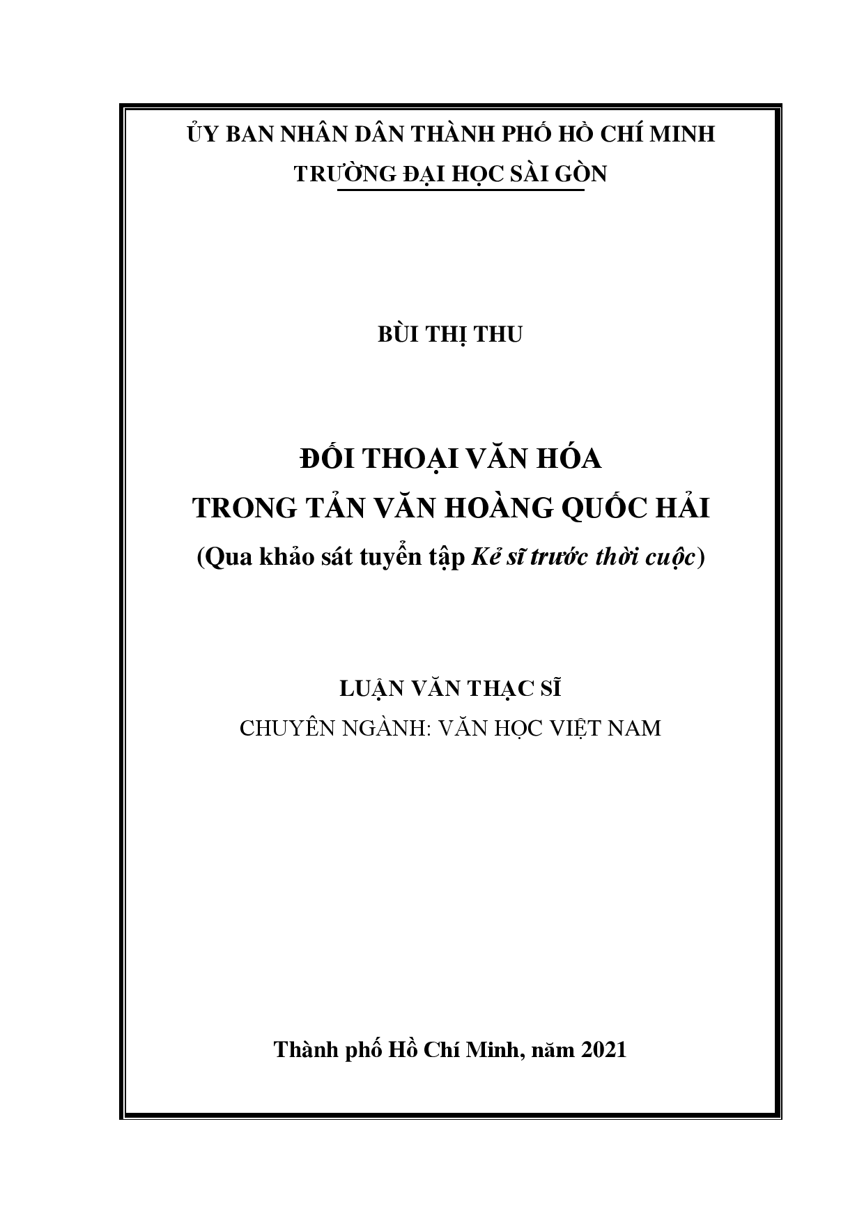 Đối thoại văn hóa trong tản văn Hoàng Quốc Hải (Qua khảo sát tuyển tập Kẻ sĩ trước thời cuộc)  