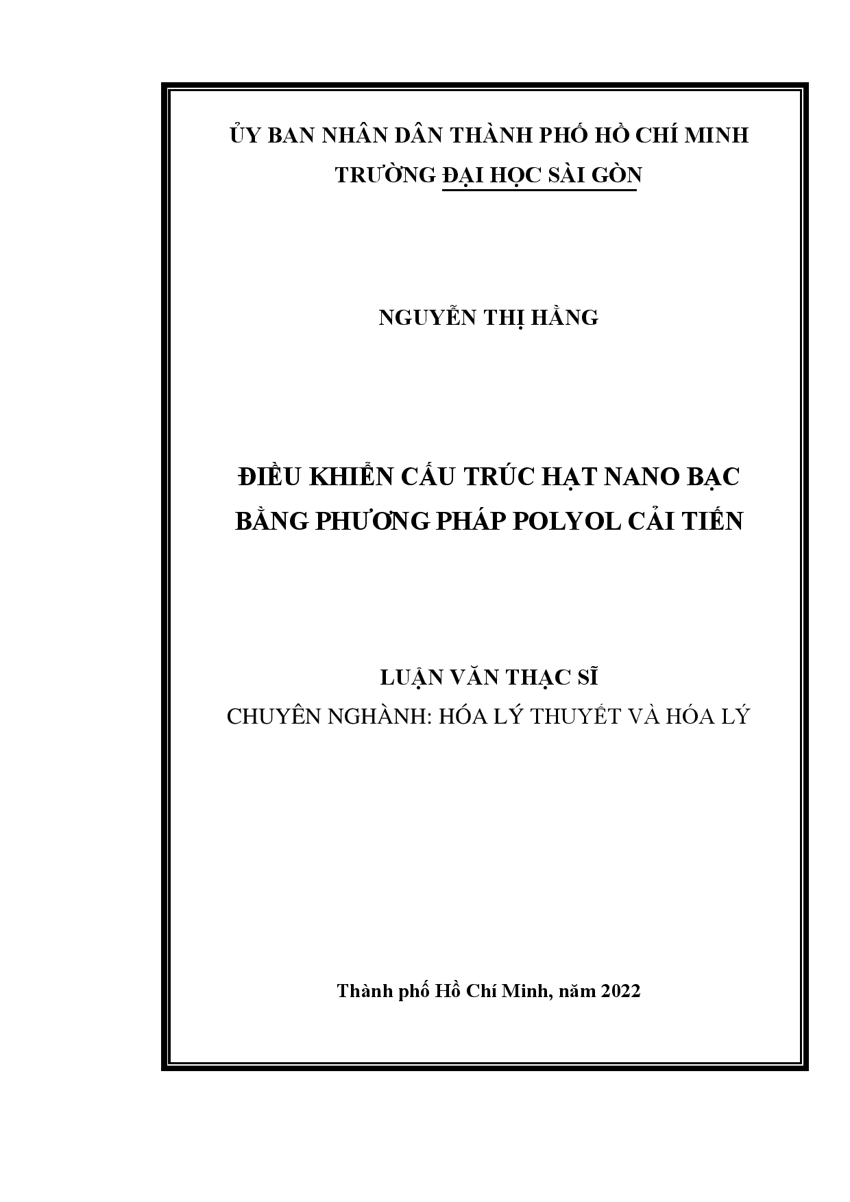 Điều khiển cấu trúc hạt nano bạc bằng phương pháp polyol cải tiến  