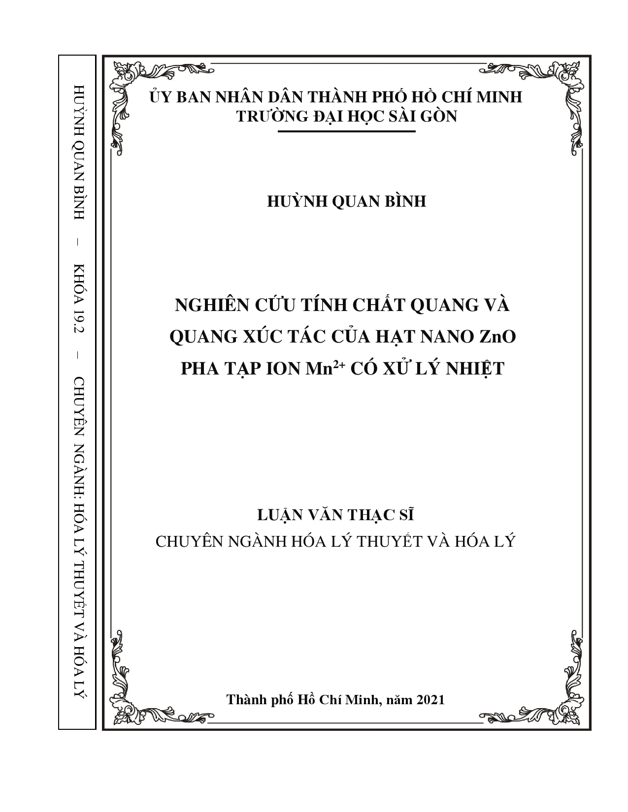 Nghiên cứu tính chất quang và quang xúc tác của hạt nano ZnO pha tạp Ion Mn2+ có xử lý nhiệt  