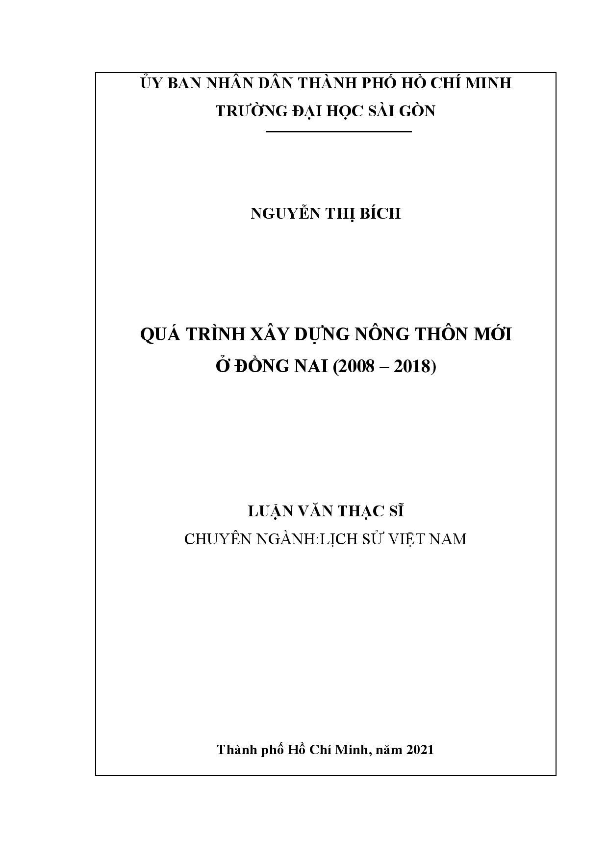 Quá trình xây dựng nông thôn mới ở Đồng Nai (2008-2018)  