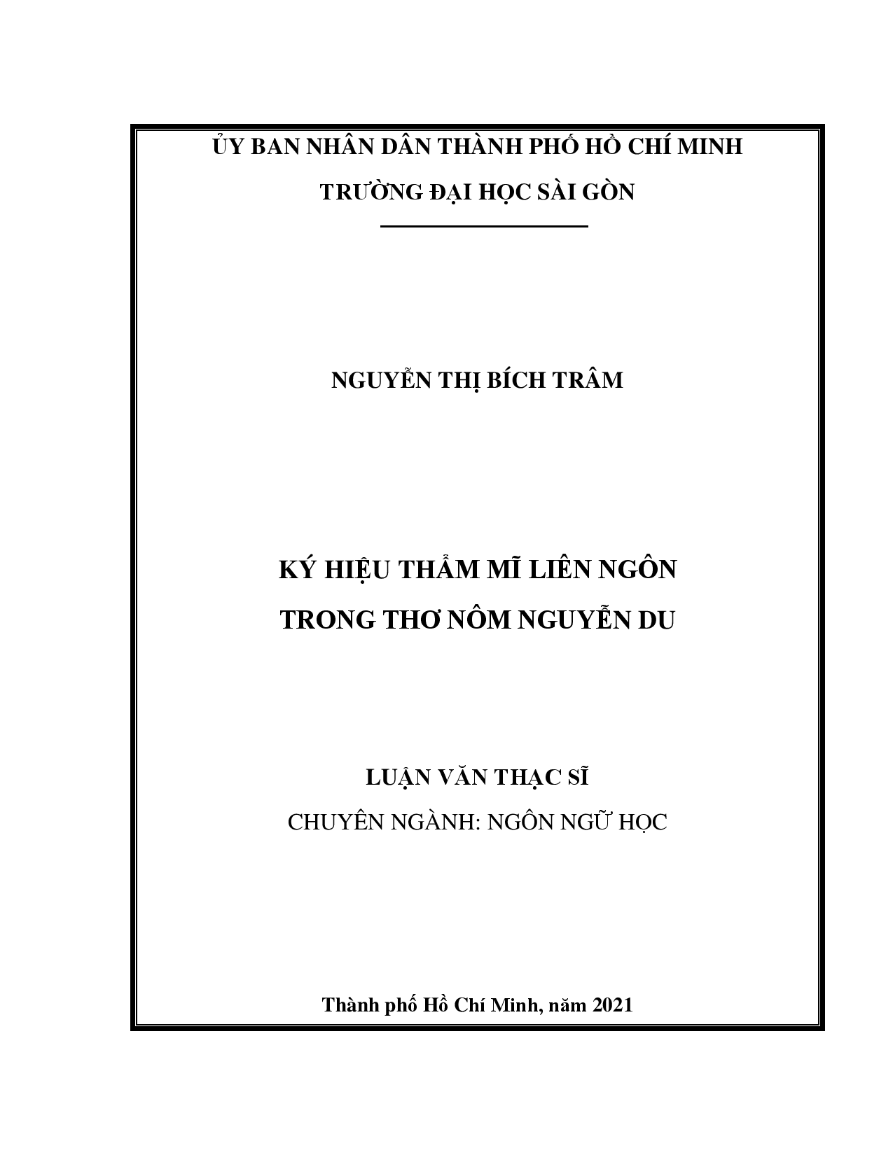 Ký hiệu thẩm mĩ liên ngôn trong thơ nôm Nguyễn Du  