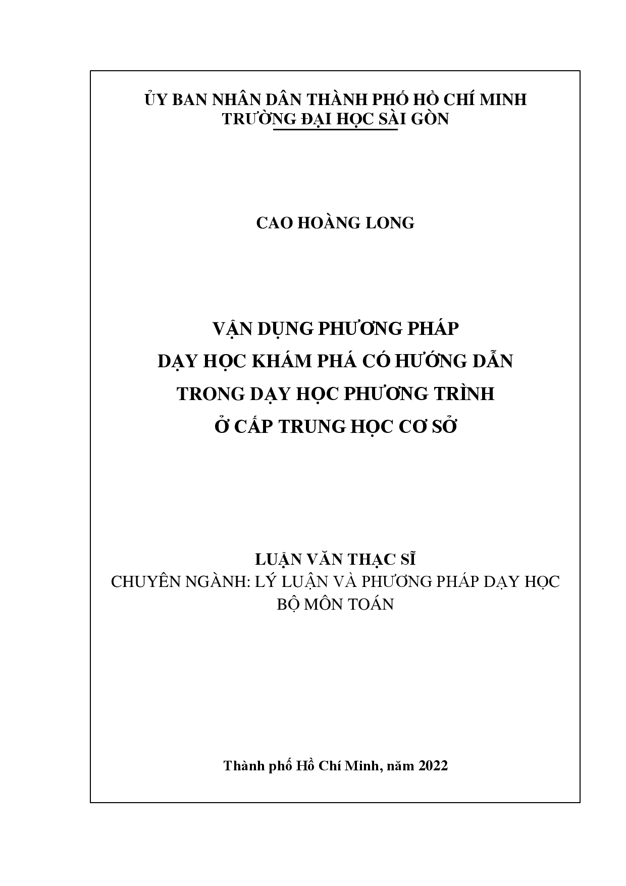 Vận dụng phương pháp dạy học khám phá có hướng dẫn trong dạy học phương trình ở cấp Trung học cơ sở  