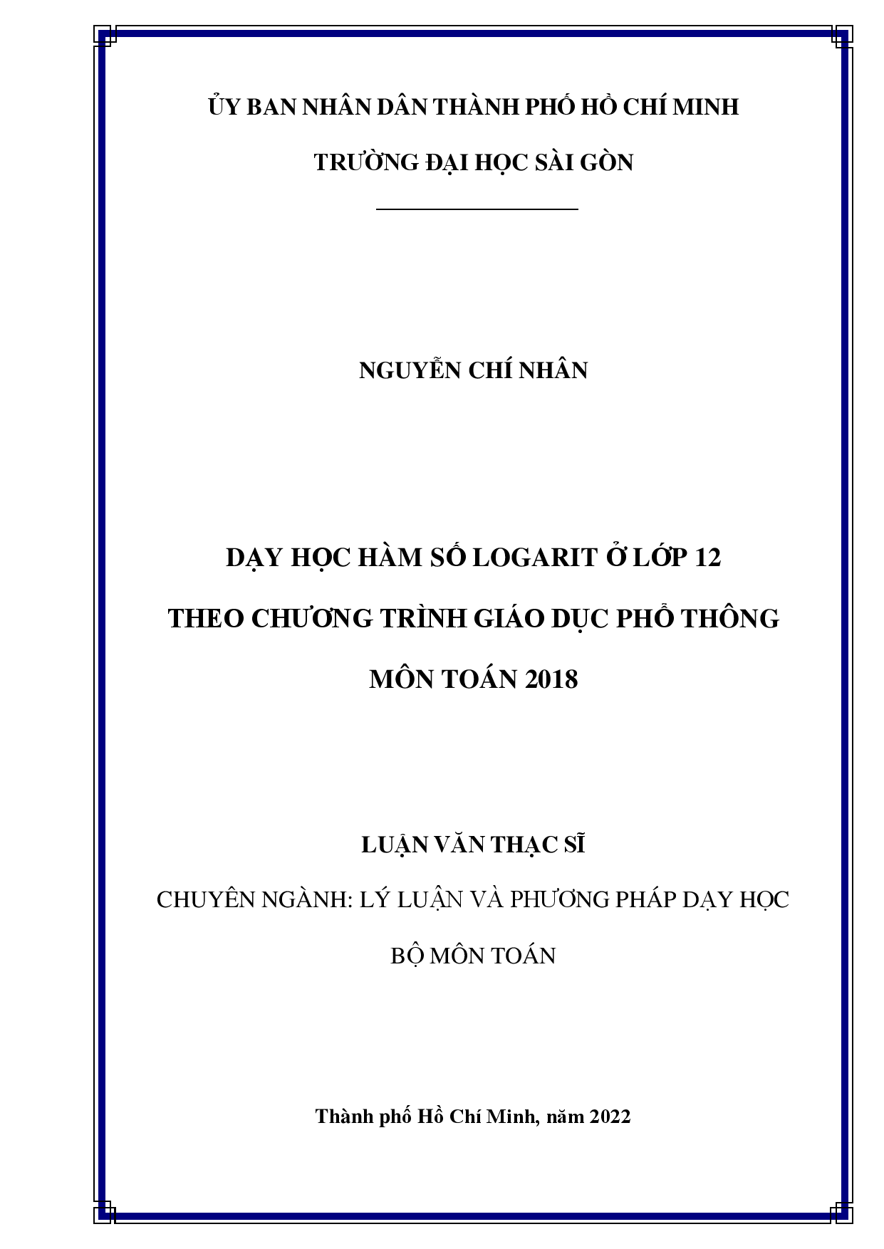 Dạy học hàm số Logarit lớp 12 theo chương trình giáo dục phổ thông môn toán 2018  