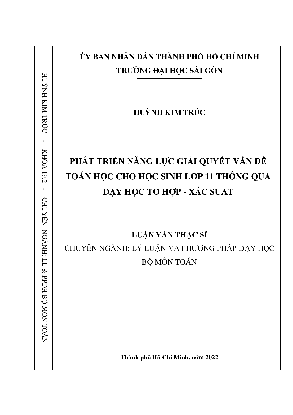 Phát triển năng lực giải quyết vấn đề toán học cho học sinh lớp 11 thông qua dạy học tổ hợp - Xác suất  