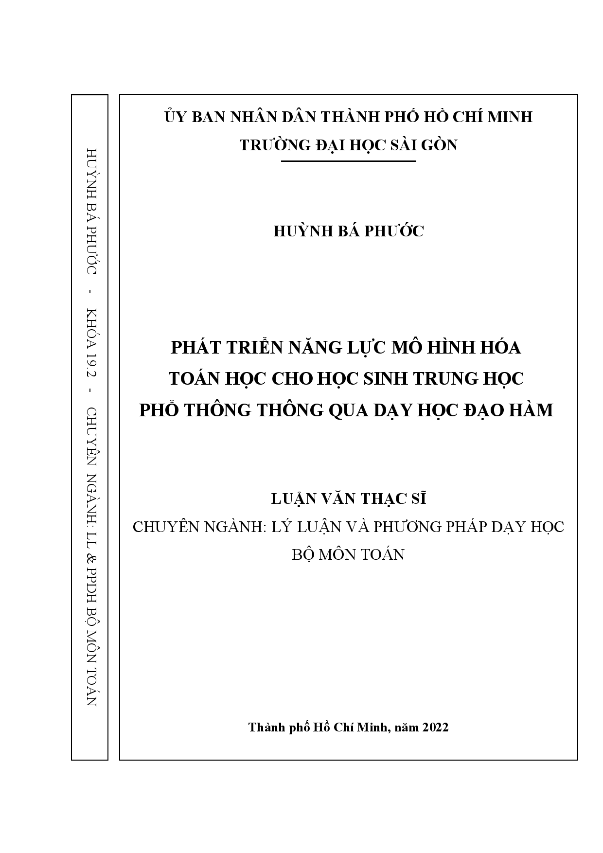 Phát triển năng lực mô hình hóa toán học cho học sinh trung học phổ thông thông qua dạy học đạo hàm  