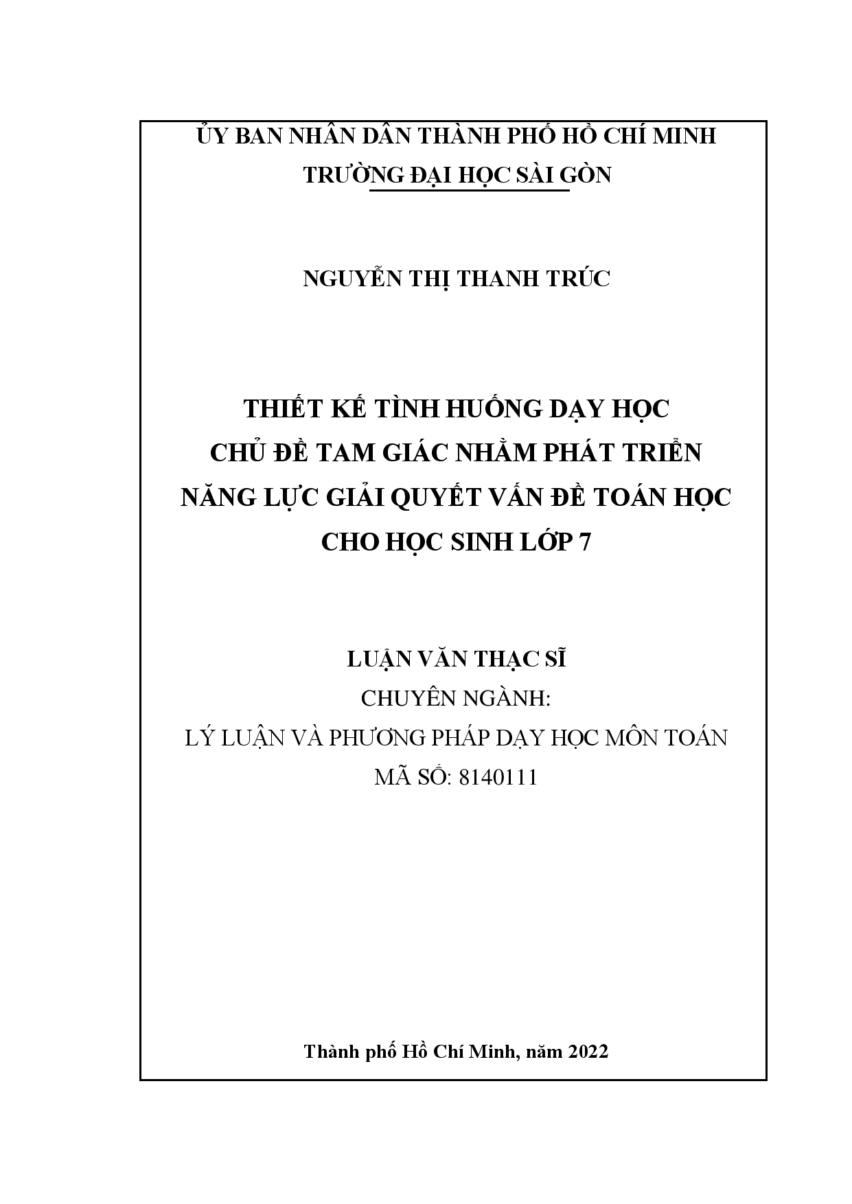 Thiết kế tình huống dạy học chủ đề tam giác nhằm phát triển năng lực giải quyết vấn đề toán học cho học sinh lớp 7  