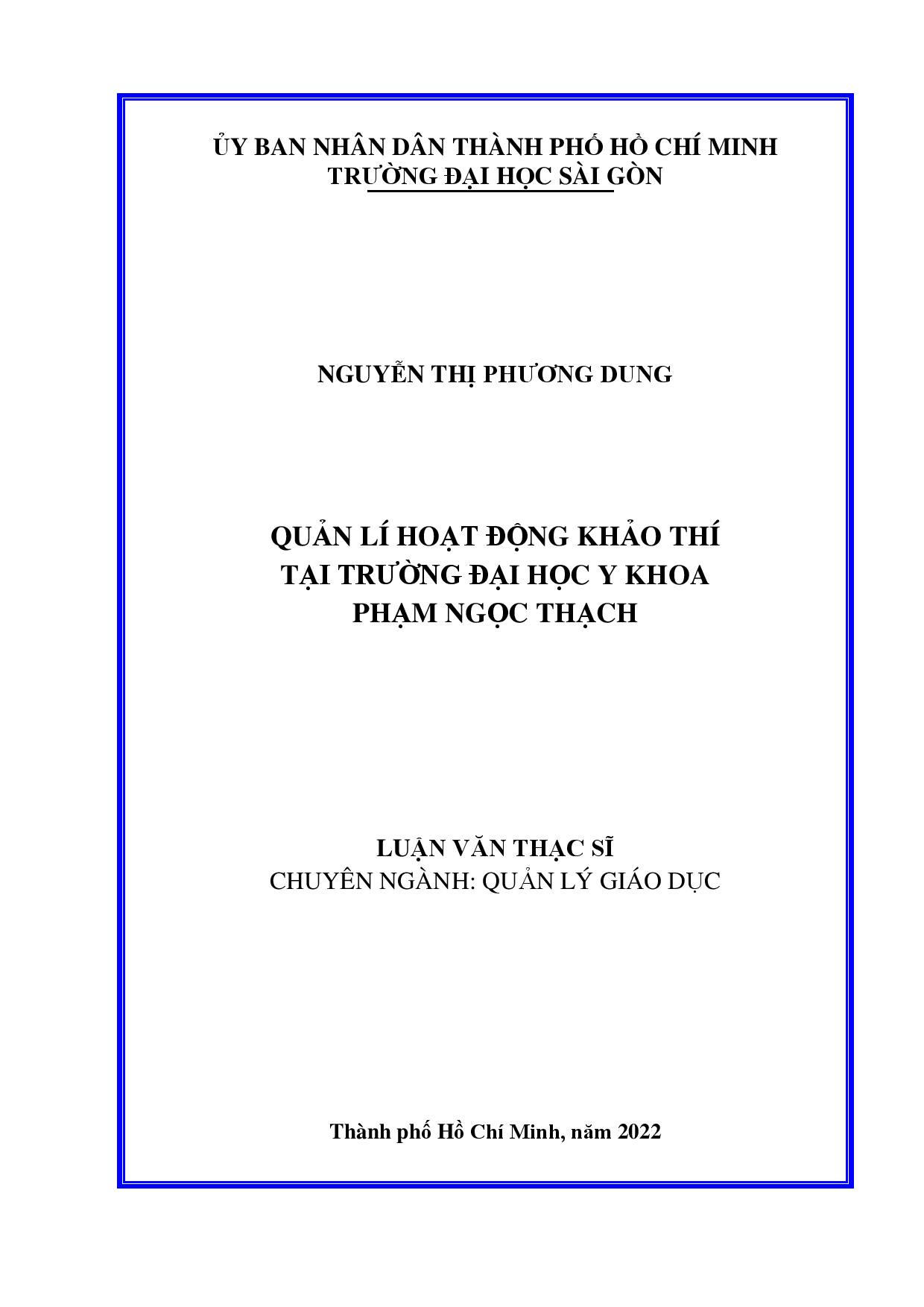 Quản lí hoạt động khảo thí tại trường Đại học Y khoa Phạm Ngọc Thạch  