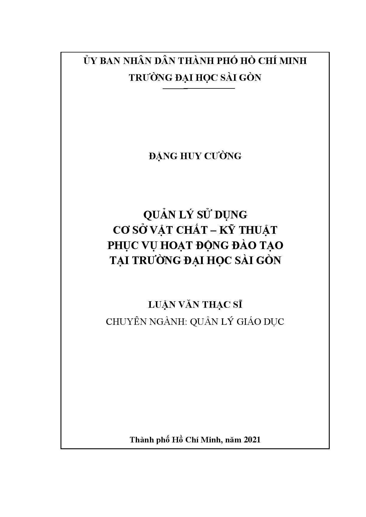 Quản lý sử dụng cơ sở vật chất - kỹ thuật phục vụ hoạt động đào tạo tại trường Đại học Sài Gòn  