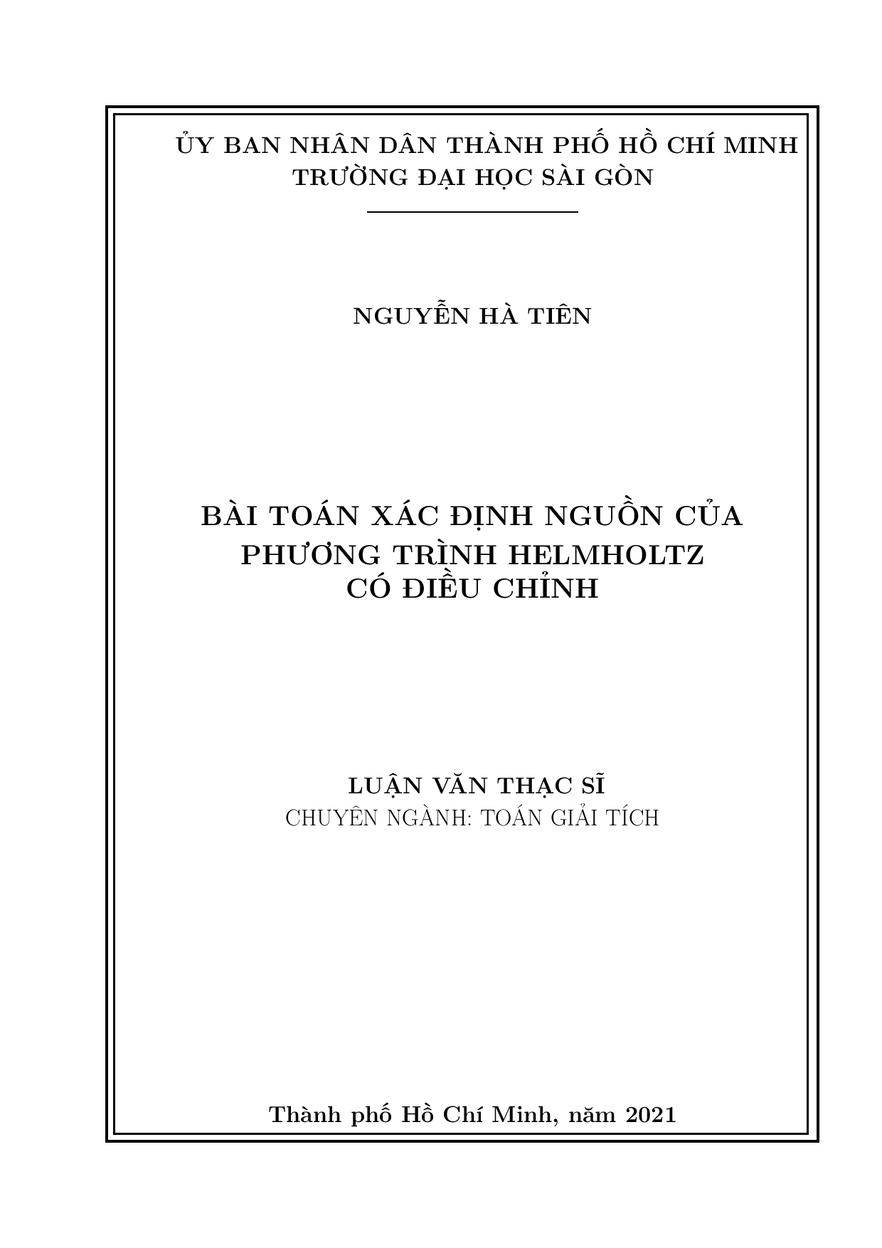 Bài toán xác định nguồn của phương trình Helmholtz có điều chỉnh  