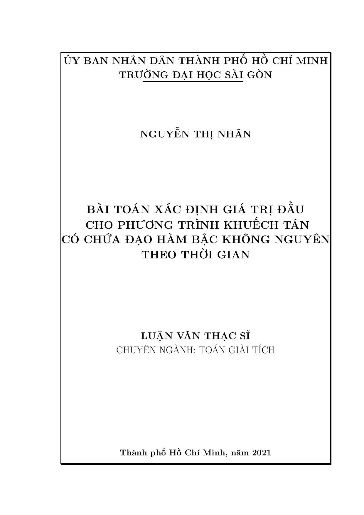 Bài toán xác định giá trị đầu cho phương trình khuyếch tán có chứa đạo hàm bậc không nguyên theo thời gian  