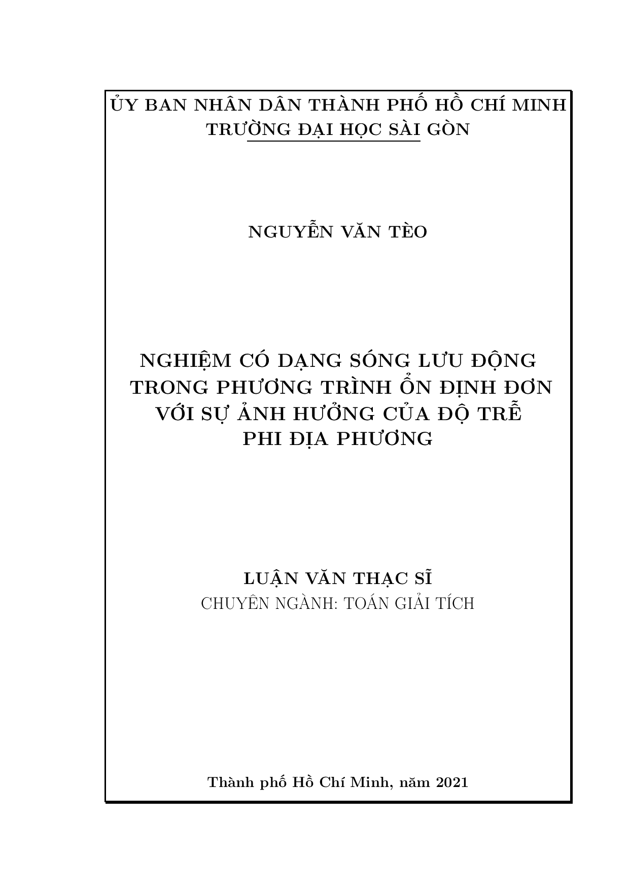 Nghiệm có dạng sóng lưu động trong phương trình ổn định đơn với sự ảnh hưởng của độ trễ phi địa phương  