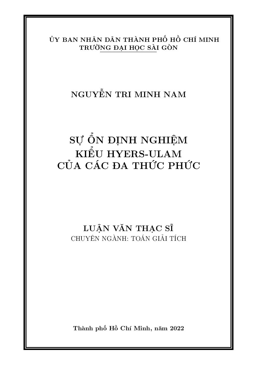 Sự ổn định nghiệm kiểu Hyers-ulam của các đa thức phức  