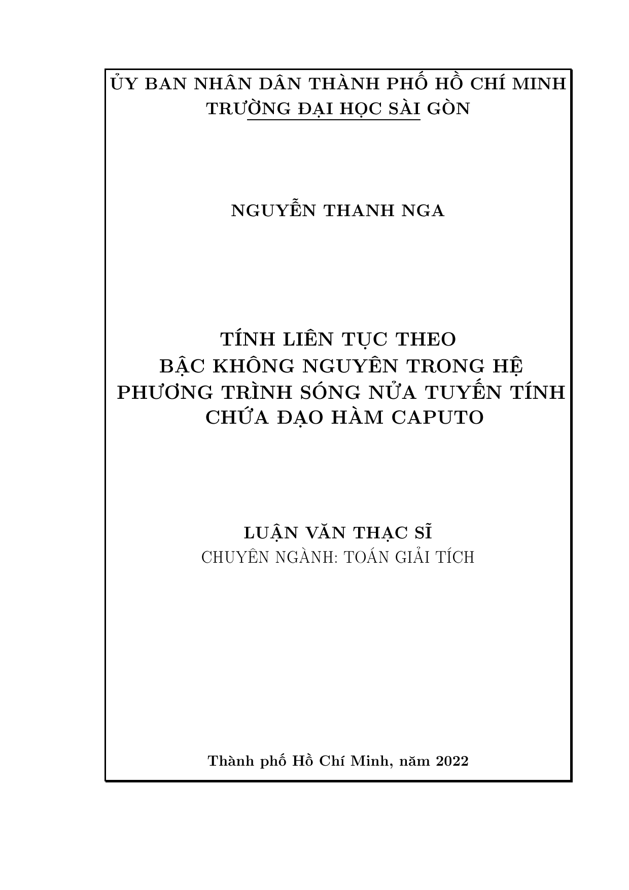 Tính liên tục theo bậc không nguyên trong hệ phương trình sóng nửa tuyến tính chứa đạo hàm caputo  