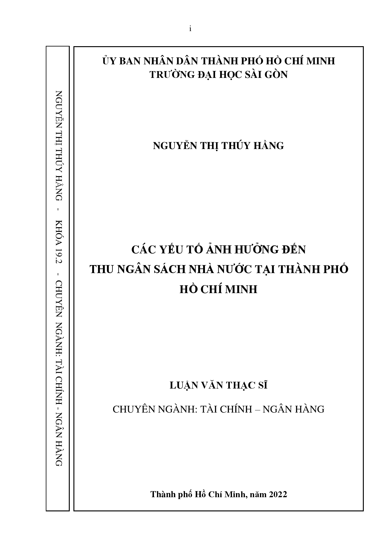 Các yếu tố ảnh hưởng đến thu ngân sách nhà nước tại thành phố Hồ Chí Minh  