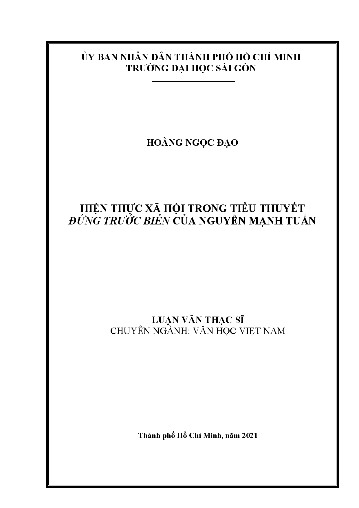 Hiện thực xã hội trong tiểu thuyết Đứng trước biển của Nguyễn Mạnh Tuấn  