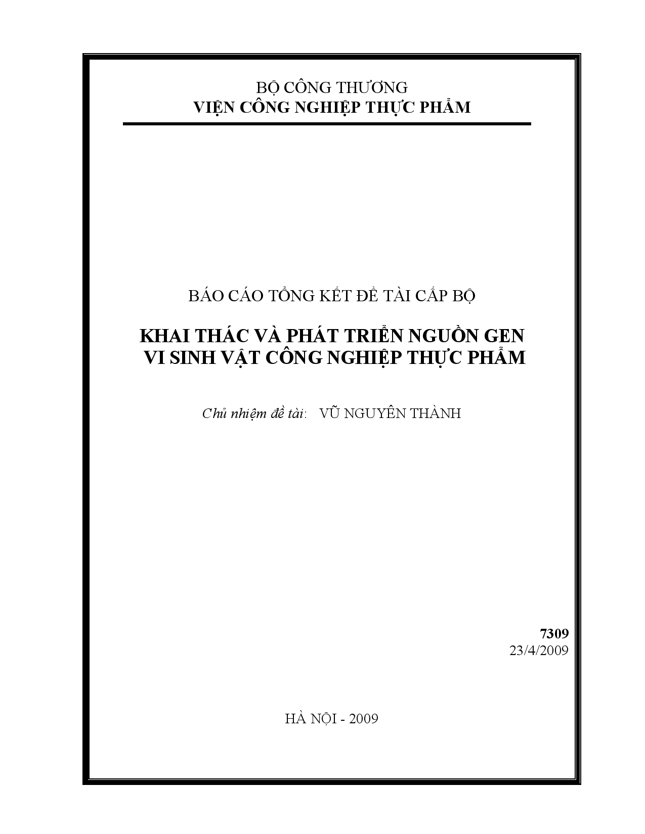 Khai thác và phát triển nguồn gen vi sinh vật công nghệ thực phẩm  