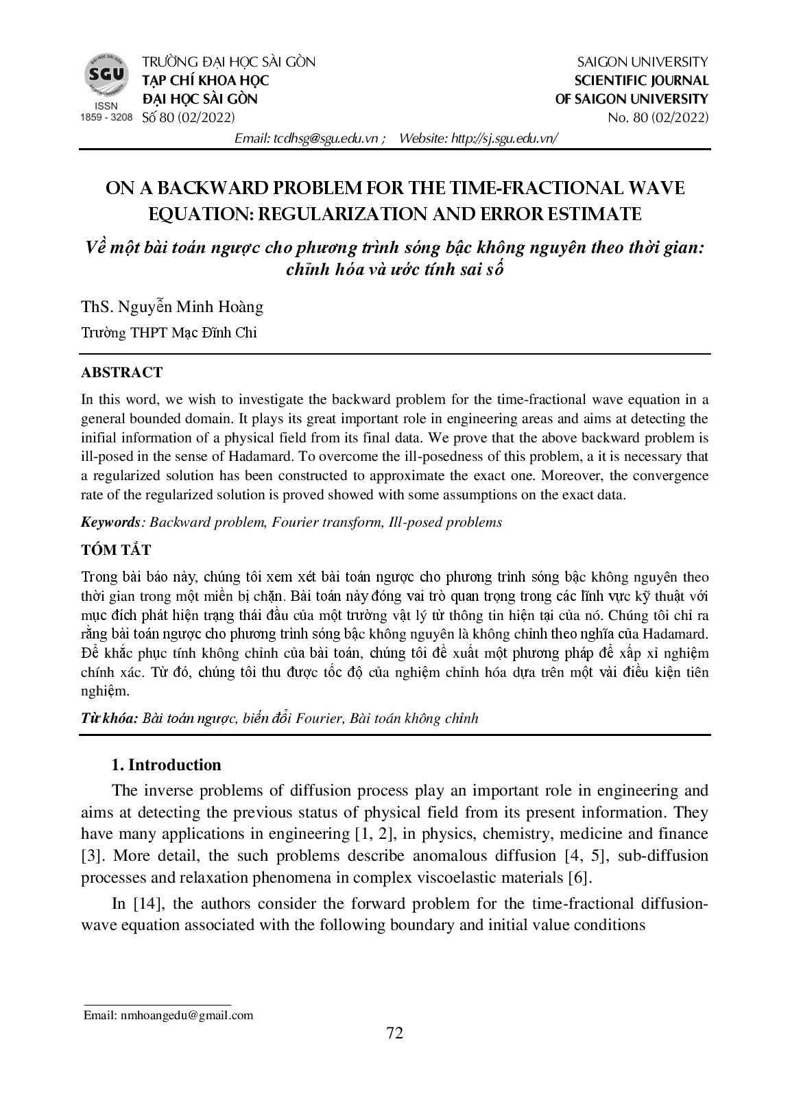 On a backward problem for the time-fractional wave equation: regularization and error estimate  