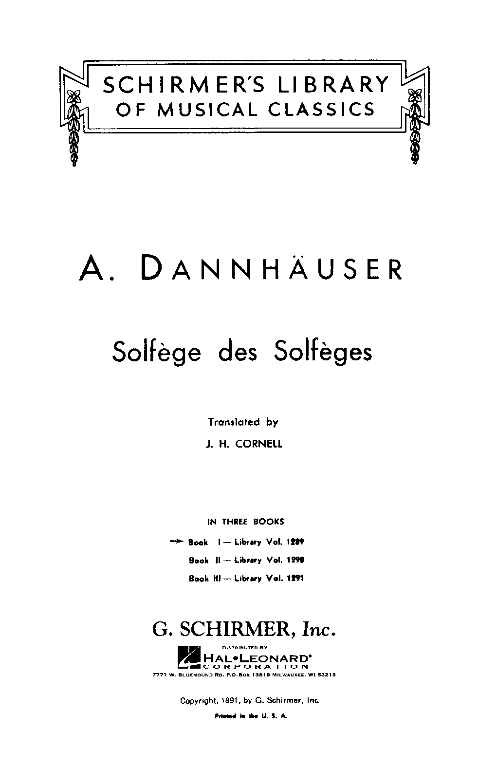 Solfège des Solfèges Book 1 Library Vol. 1289