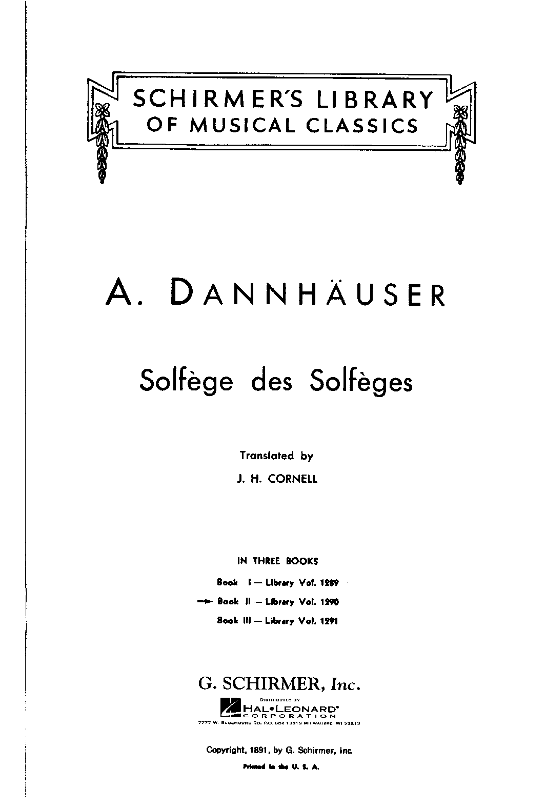 Solfège des Solfèges Book 2 Library Vol. 1290