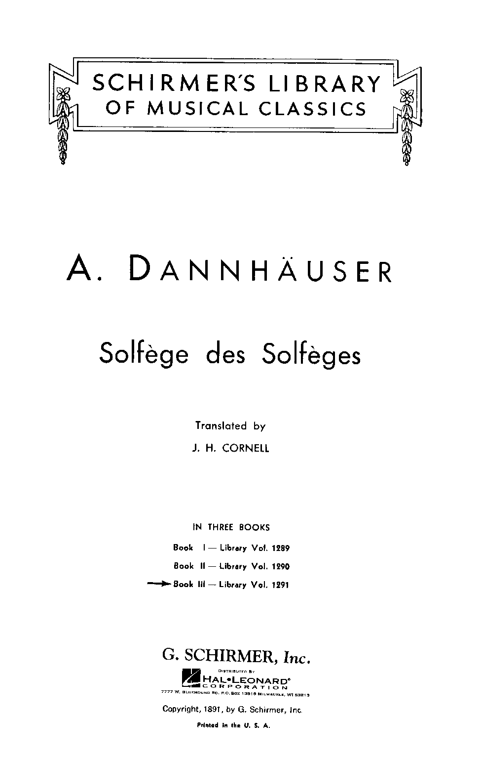 Solfège des Solfèges Book 3 Library Vol. 1291