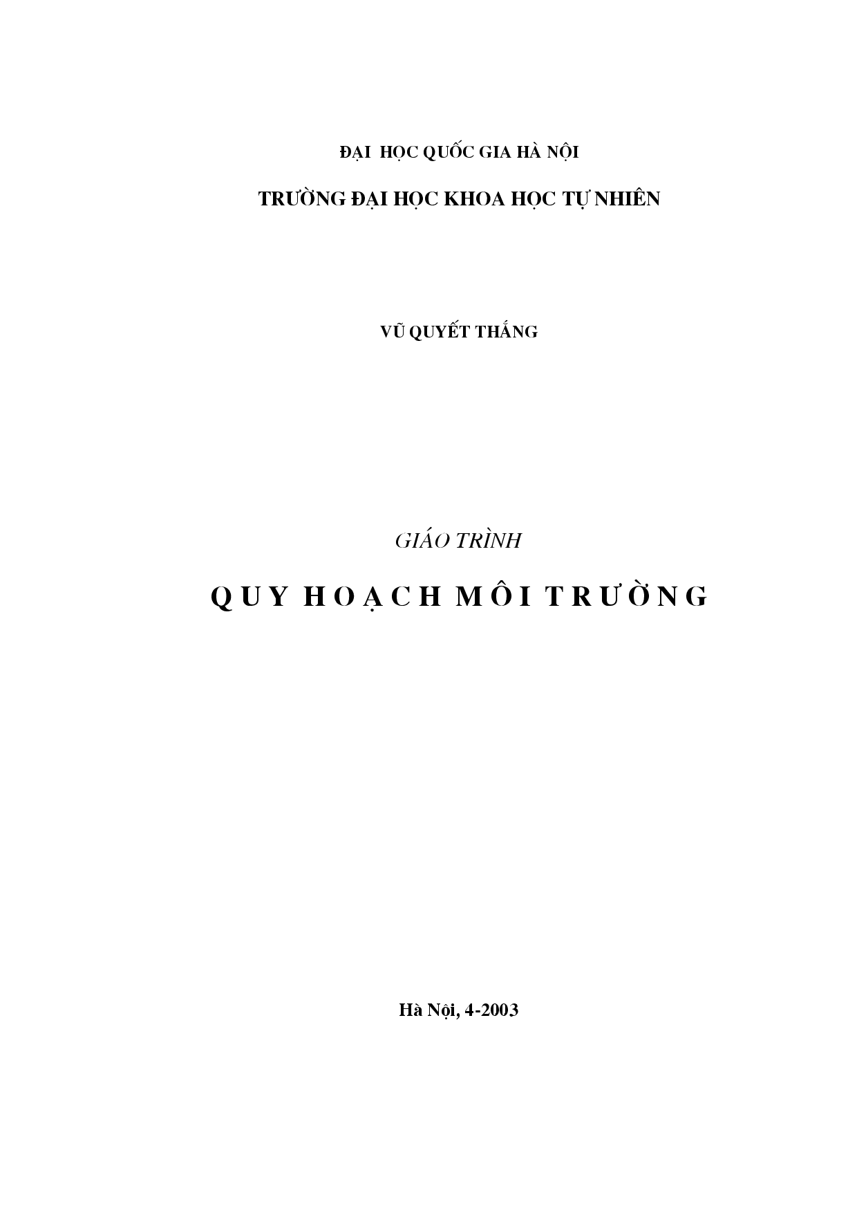 Giáo trình quy hoạch môi trường  