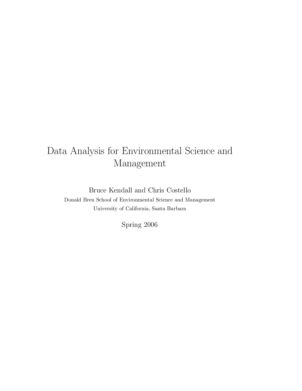 Data Analysis for Environmental Science and Management  