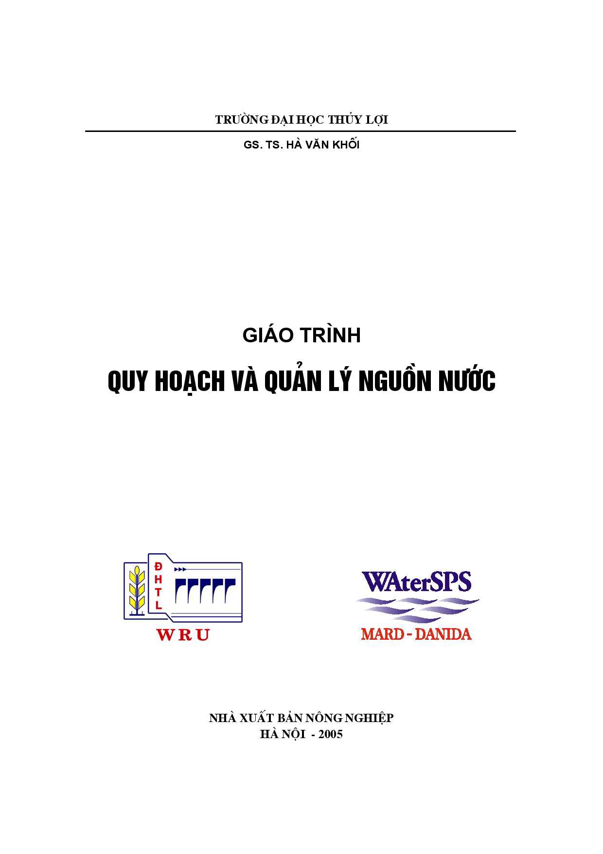 Giáo trình quy hoạch và quản lý nguồn nước  