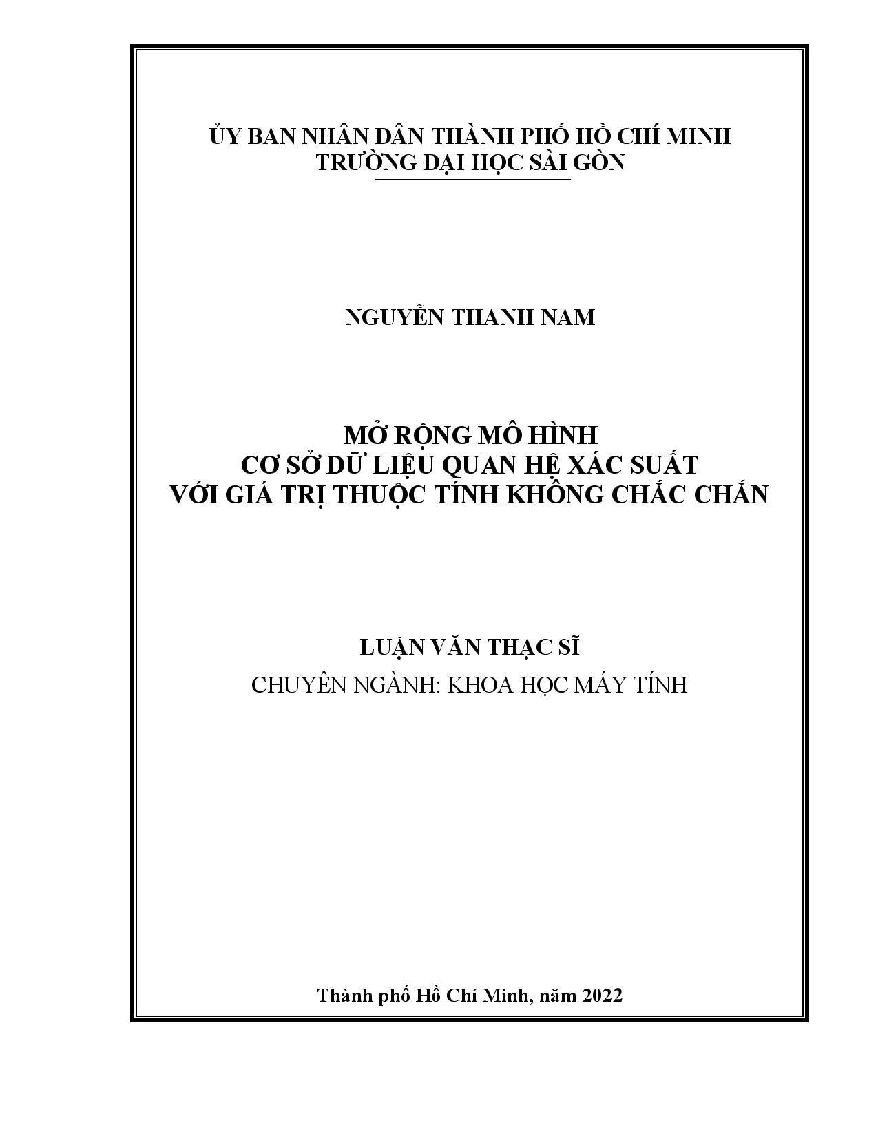 Mở rộng mô hình cơ sở dữ liệu quan hệ xác suất với giá trị thuộc tính không chắc chắn  