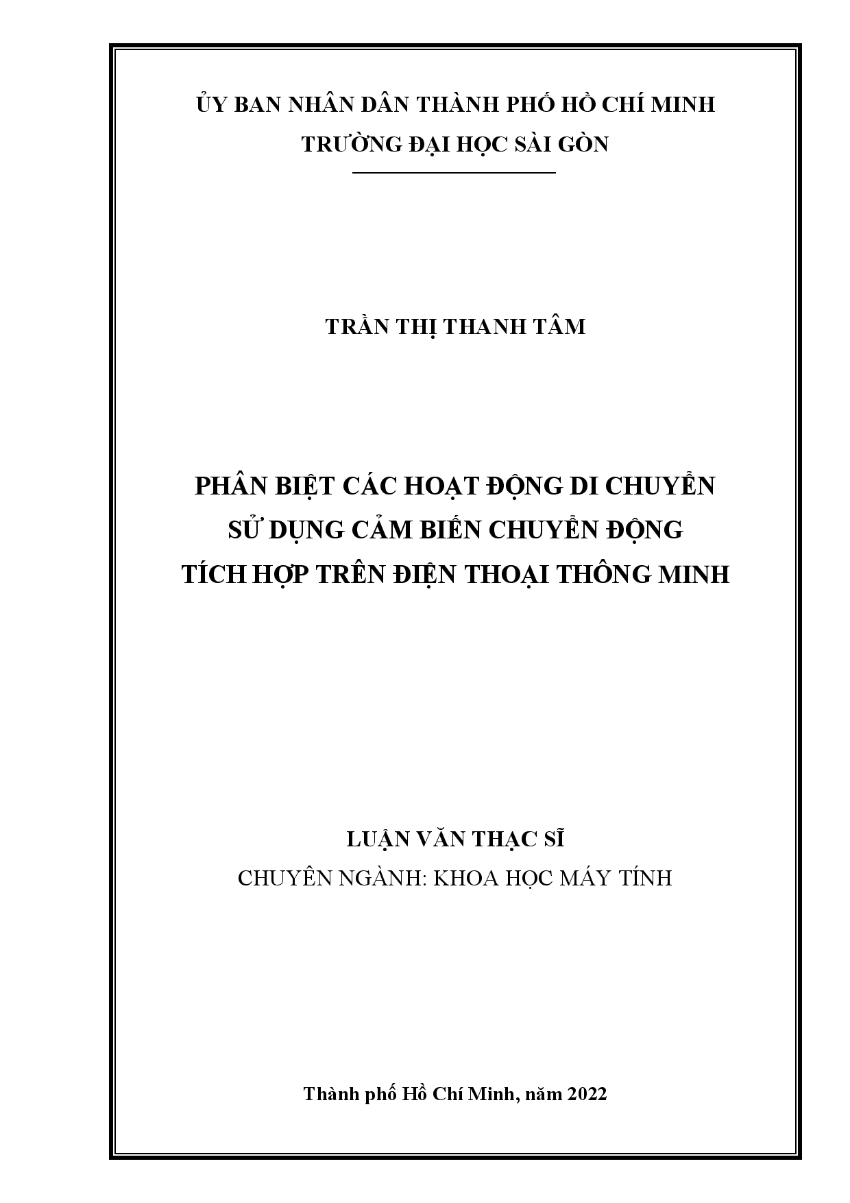 Phân biệt các hoạt động di chuyển sử dụng cảm biến chuyển động tích hợp trên điện thoại thông minh  