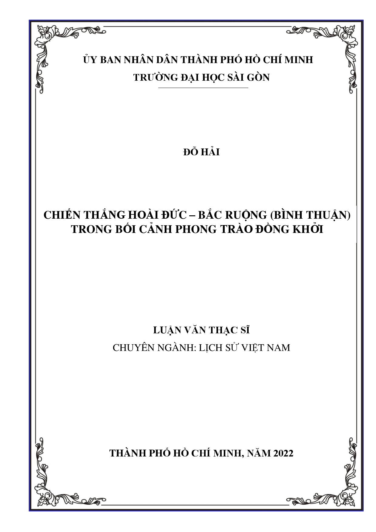 Chiến thắng Hoài Đức - Bắc Ruộng (Bình Thuận) trong bối cảnh phong trào Đồng Khởi  