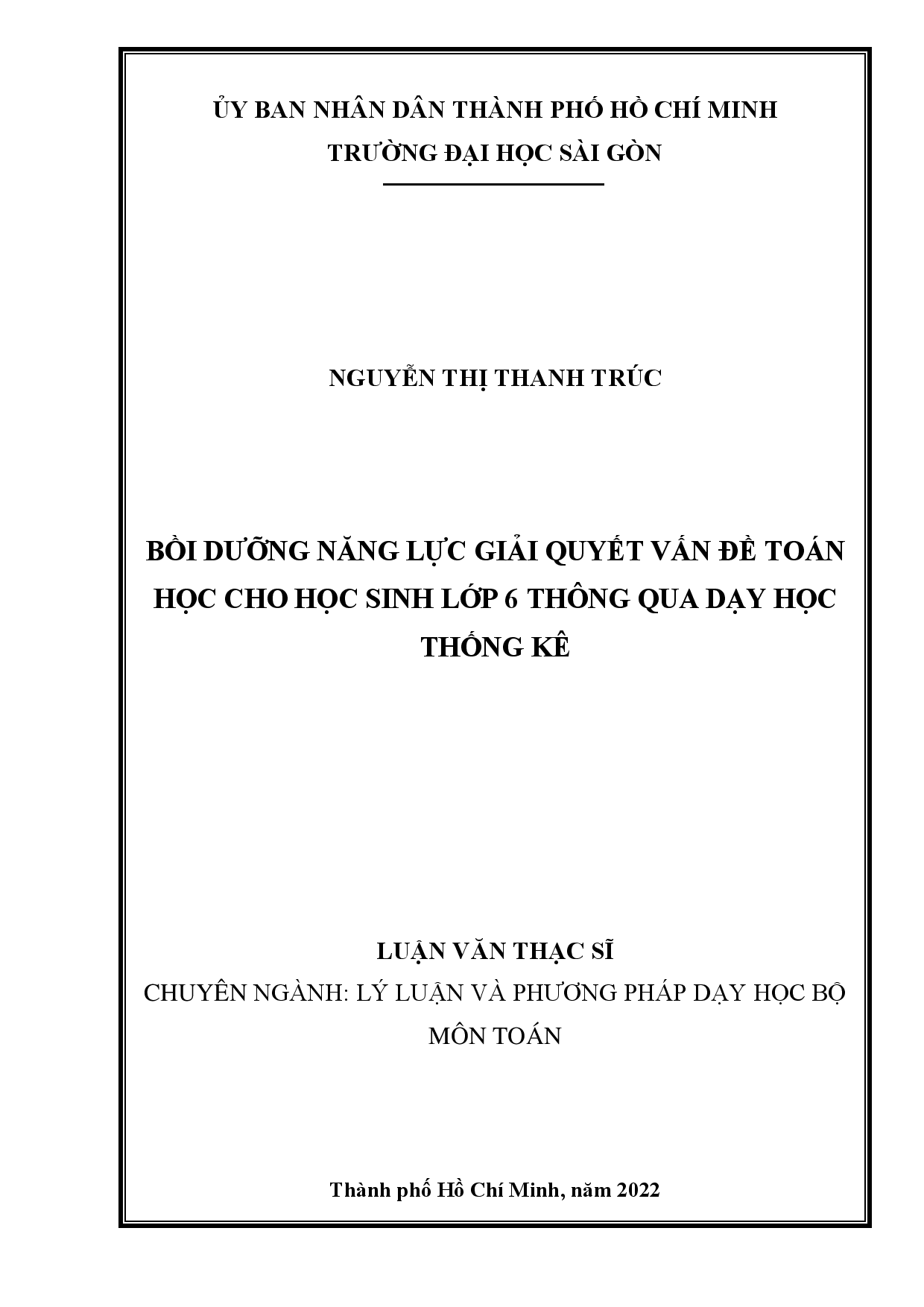 Bồi dưỡng năng lực giải quyết vấn đề toán học cho học sinh lớp 6 thông qua dạy học thống kê  