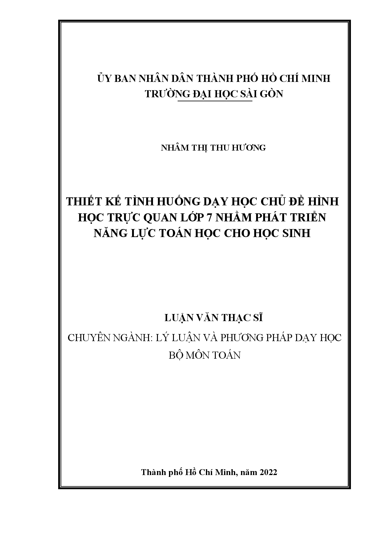 Thiết kế tình huống dạy học chủ đề hình học trực quan lớp 7 nhằm phát triển năng lực toán học cho học sinh  