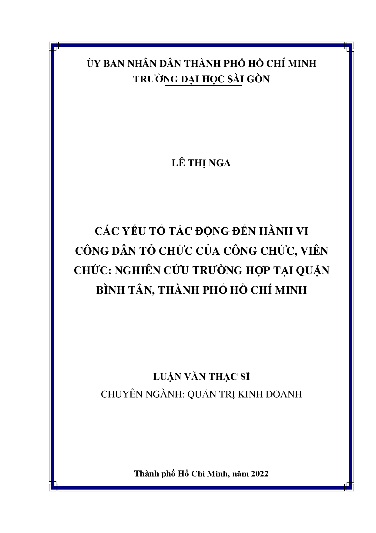 Các yếu tố tác động đến hành vi công dân tổ chức của công chức, viên chức: Nghiên cứu trường hợp tại quận Bình Tân, Thành phố Hồ Chí Minh  