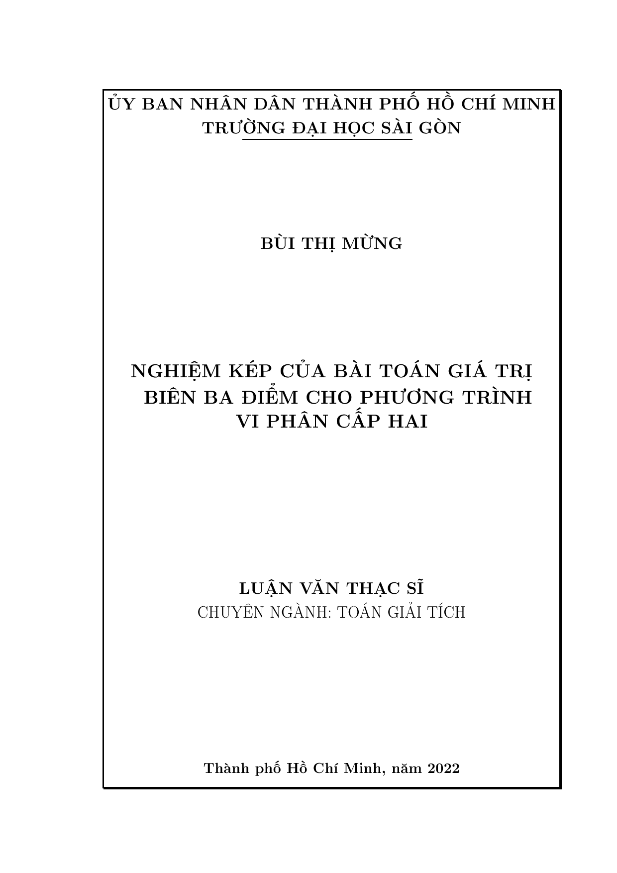 Nghiệm kép của bài toán giá trị biên ba điểm cho phương trình vi phân cấp hai  