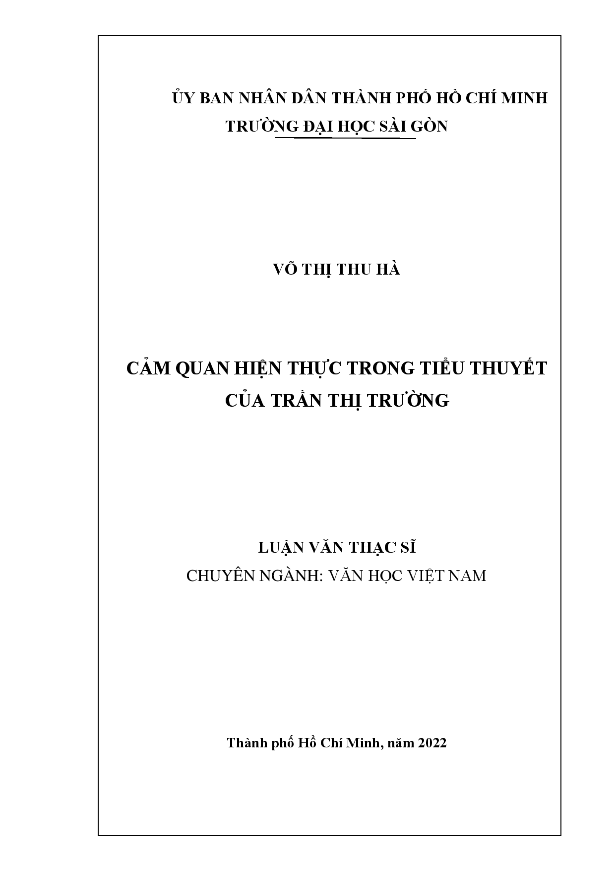 Cảm quan hiện thực trong tiểu thuyết của Trần Thị Trường  