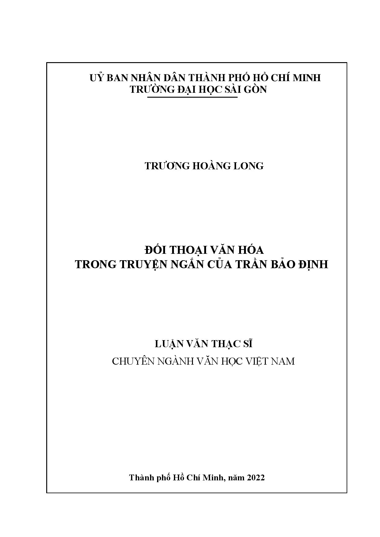 Đối thoại văn hóa trong truyện ngắn của Trần Bảo Định  