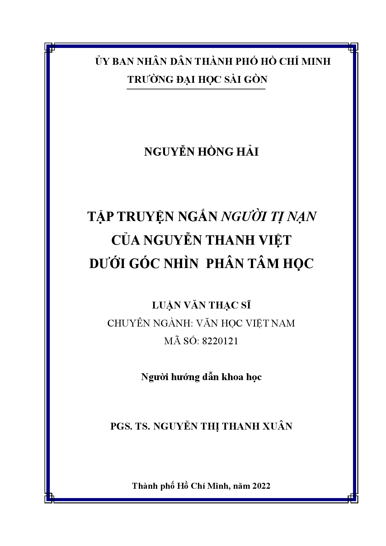 Tập truyện ngắn Người tị nạn của Nguyễn Thanh Việt dưới góc nhìn Phân tâm học  